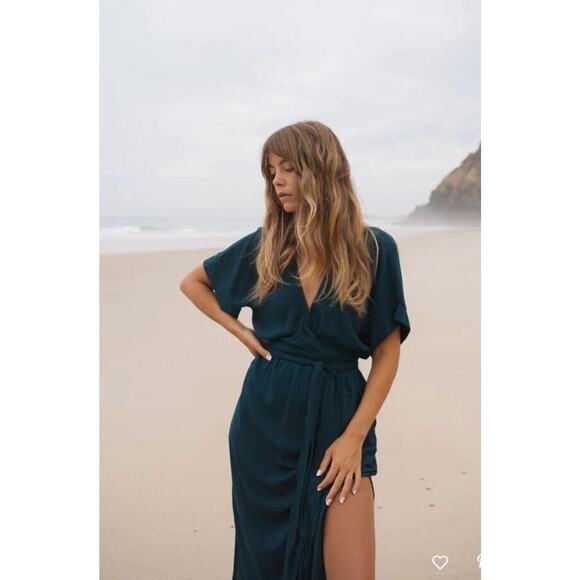 HAZEL & FOLK Sz M/L Teal Melody Maxi Dress NWT - Picture 9 of 13